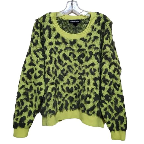 DKNY Jeans Womens Animal Print LongSleeve Pullover Sweater Sz Large - Picture 3 of 9